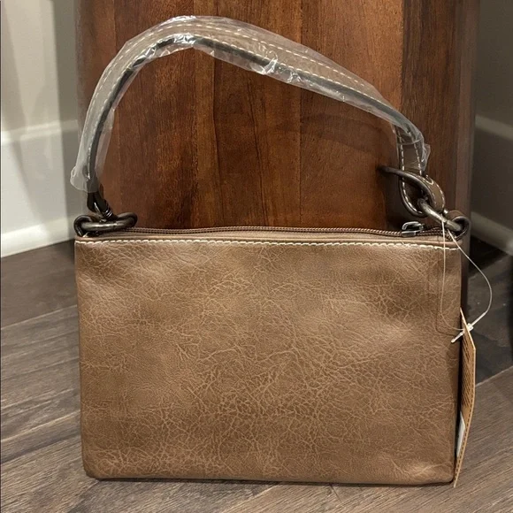 Justin Convertible Shoulder/wristlet bag,zip top,3 card slot,tooled aqua floral - Picture 3 of 5